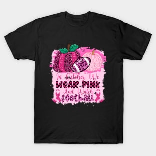 Leopard Football Pink Ribbon Breast Cancer Awareness Support T-Shirt